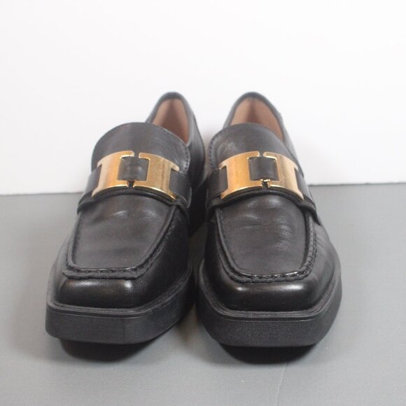 Men's Black Leather Loafers with Gold Accent Size 6 - Picture 11 of 11